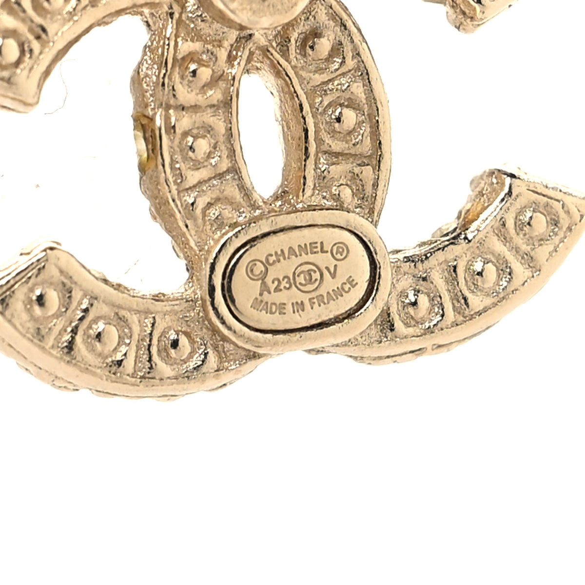 Chanel Metal Graduated Pearl Crystal CC Earrings Light Gold 4 of 5