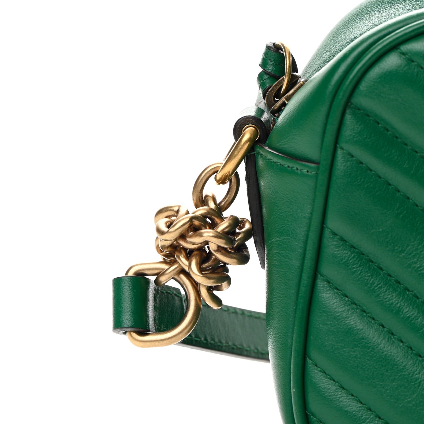 Calfskin Matelasse Small GG Marmont Chain Shoulder Bag Emerald Green