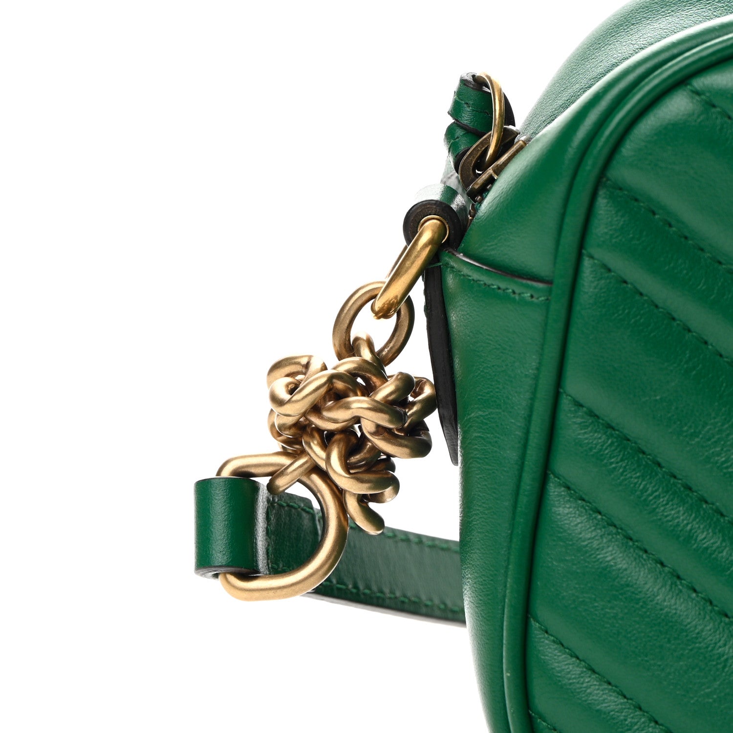 Gucci Calfskin Matelasse Small GG Marmont Chain Shoulder Bag Emerald Green 12 of 14