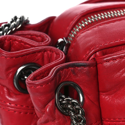 Chanel Lambskin Square Stitched Lax Accordion Hobo Red 11 of 12