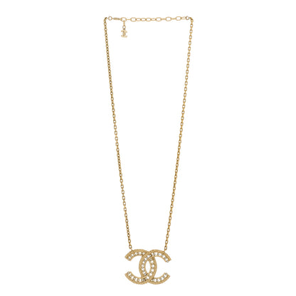 Chanel Crystal Textured CC Necklace Gold 3 of 4