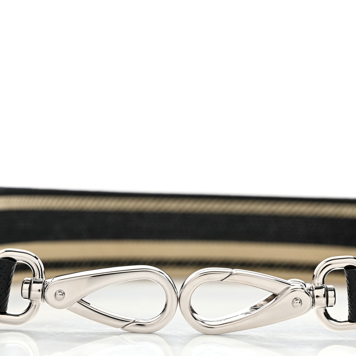 Canvas Calfskin Logo Shoulder Strap Black Beige