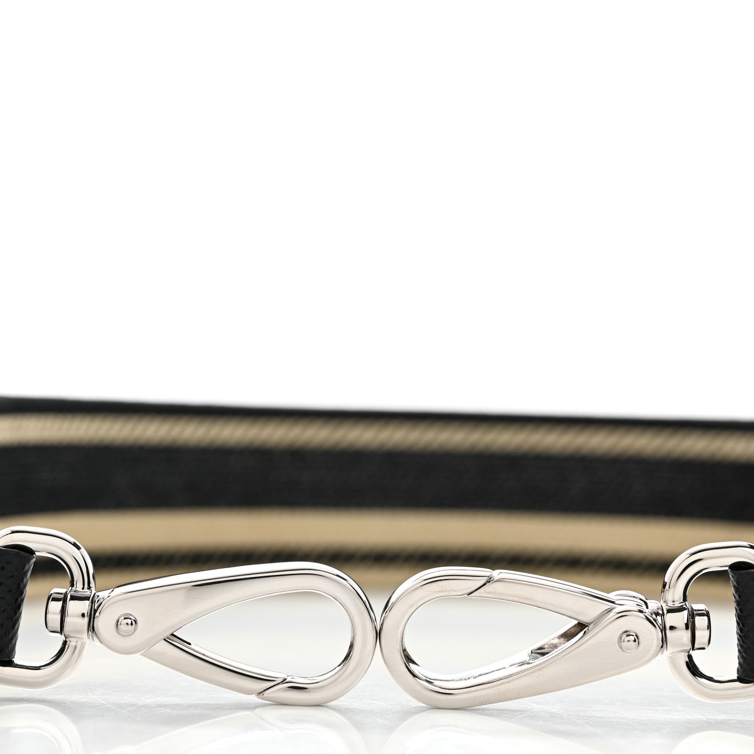 Prada Canvas Calfskin Logo Shoulder Strap Black Beige 4 of 4