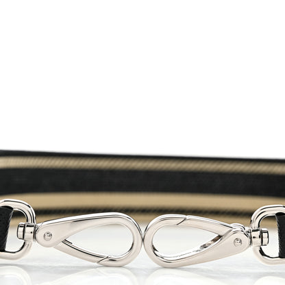 Prada Canvas Calfskin Logo Shoulder Strap Black Beige 4 of 4
