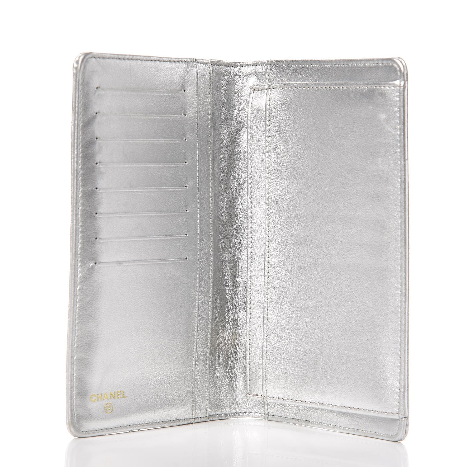 Chanel Metallic Lambskin Quilted Reissue Yen Wallet Silver 5 of 9
