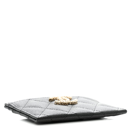 Chanel Caviar Quilted Crystal Card Holder Black 4 of 9