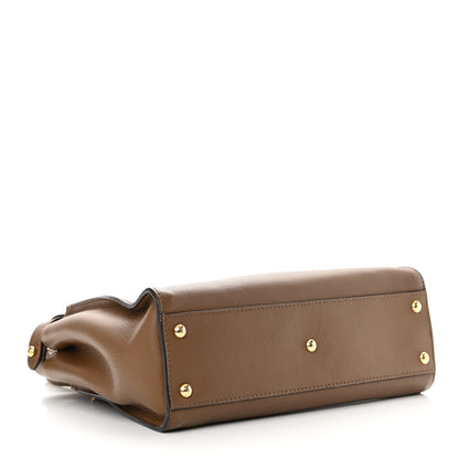 Fendi Vitello Seta Fabric Jacquard Pequin Medium Peekaboo Iconic Satchel Foresta Tobacco 4 of 15