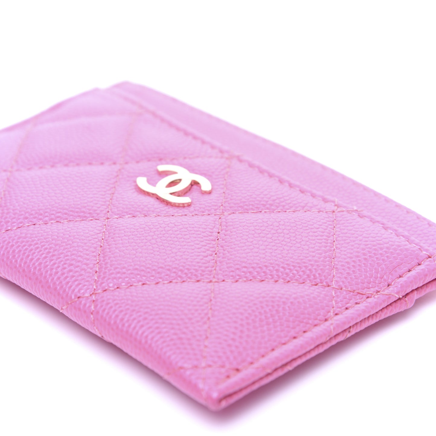 Caviar Quilted Card Holder Pink