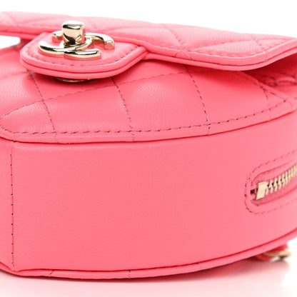 Chanel Lambskin Quilted CC In Love Heart Waist Belt Bag With Chain Pink 11 of 12