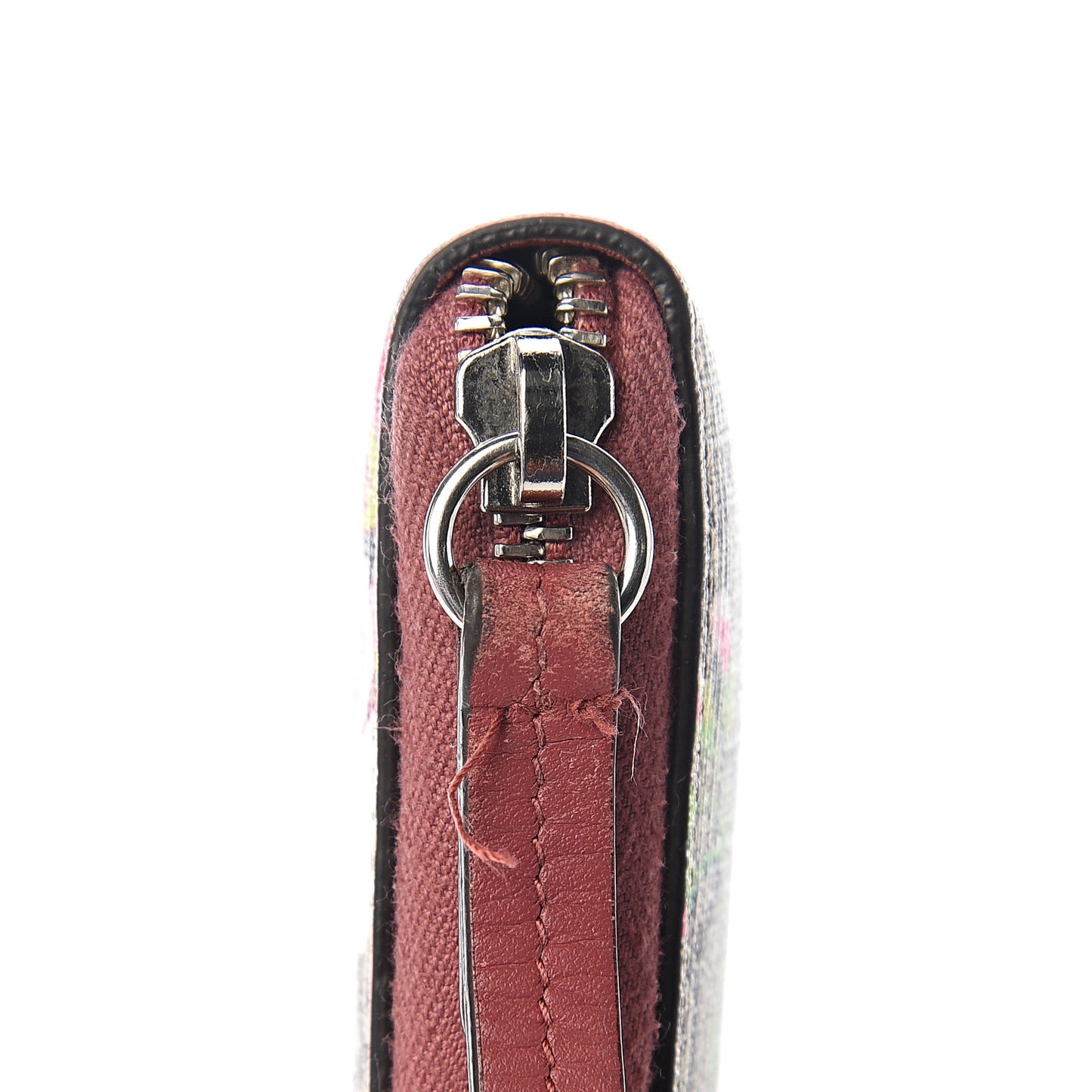 GG Supreme Monogram Blooms Zip Around Wallet Beige Multicolor Dry Rose