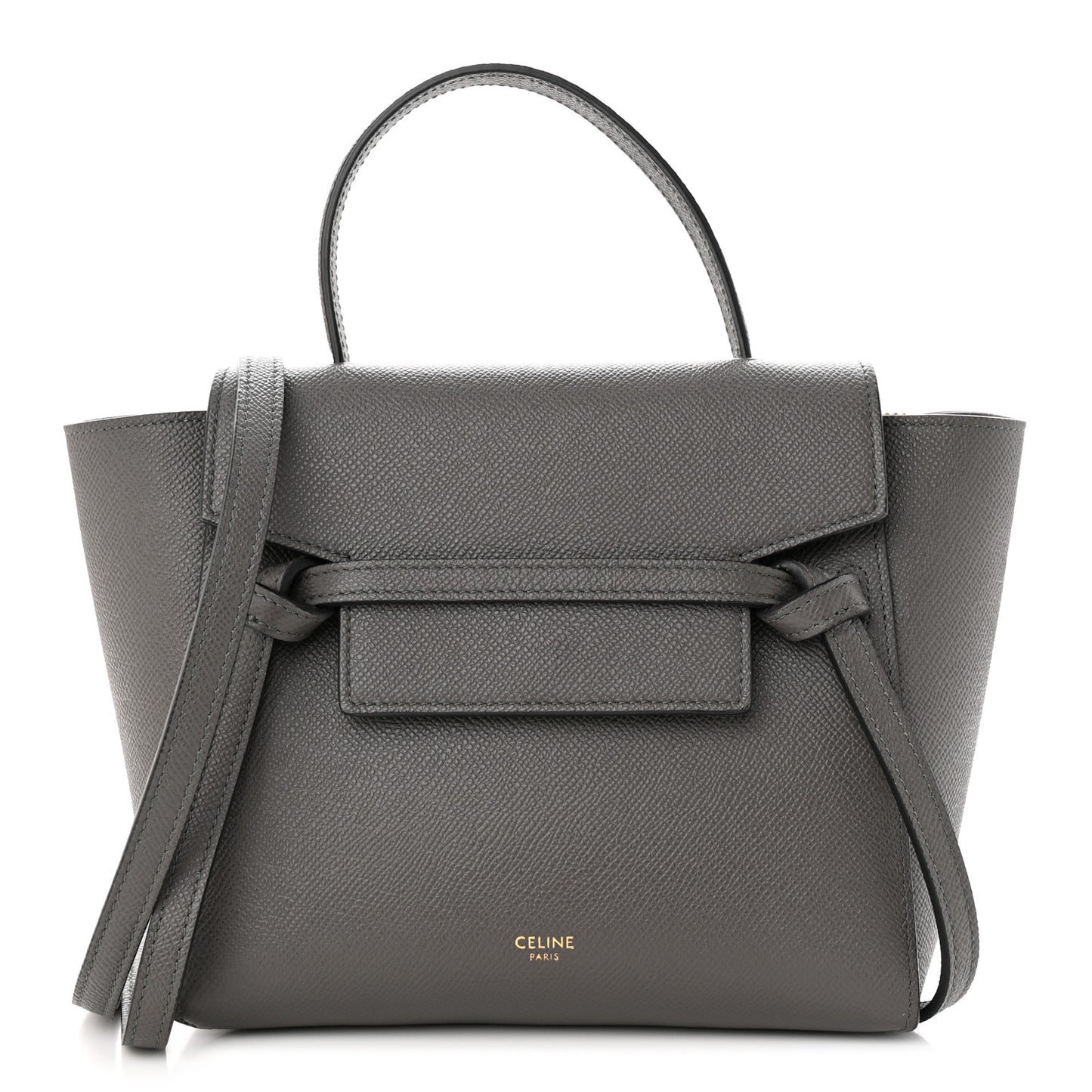 Grained Calfskin Nano Belt Bag Grey