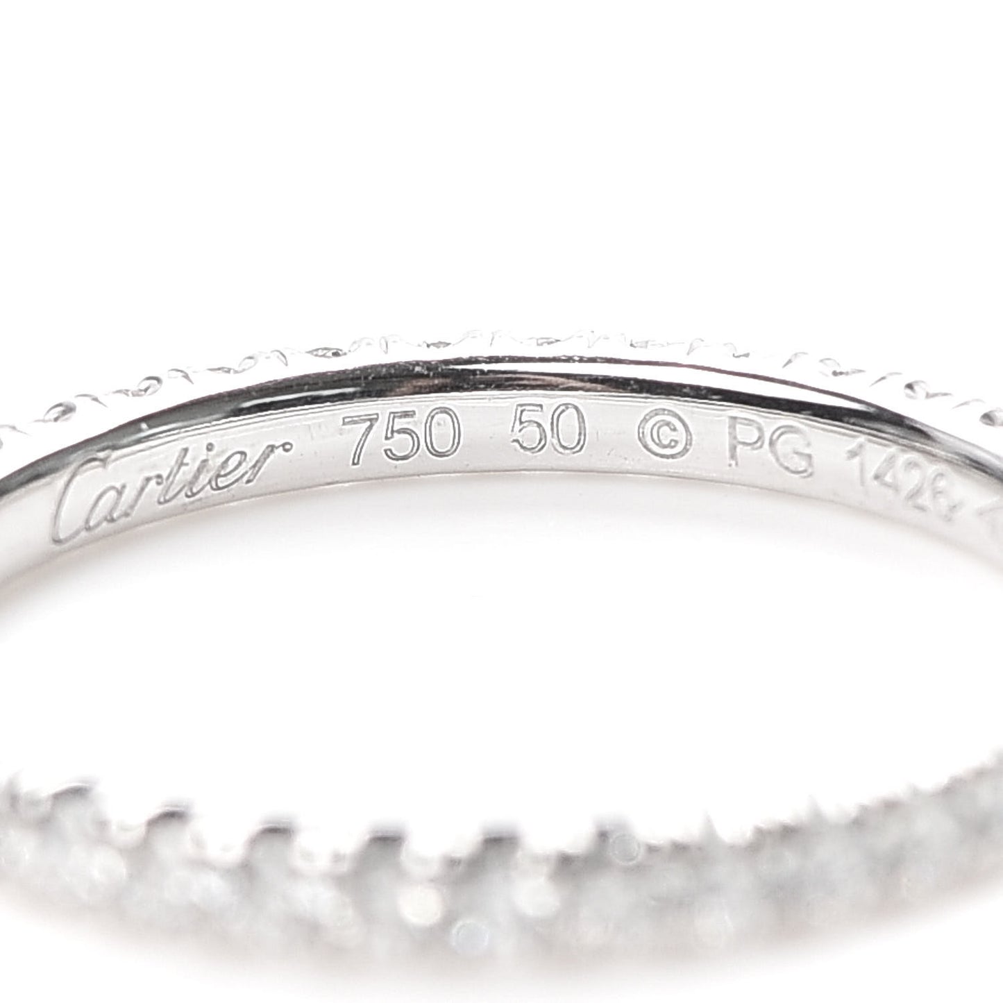 18K White Gold Diamond 2mm Etincelle de Cartier Wedding Band Ring 50 5.25