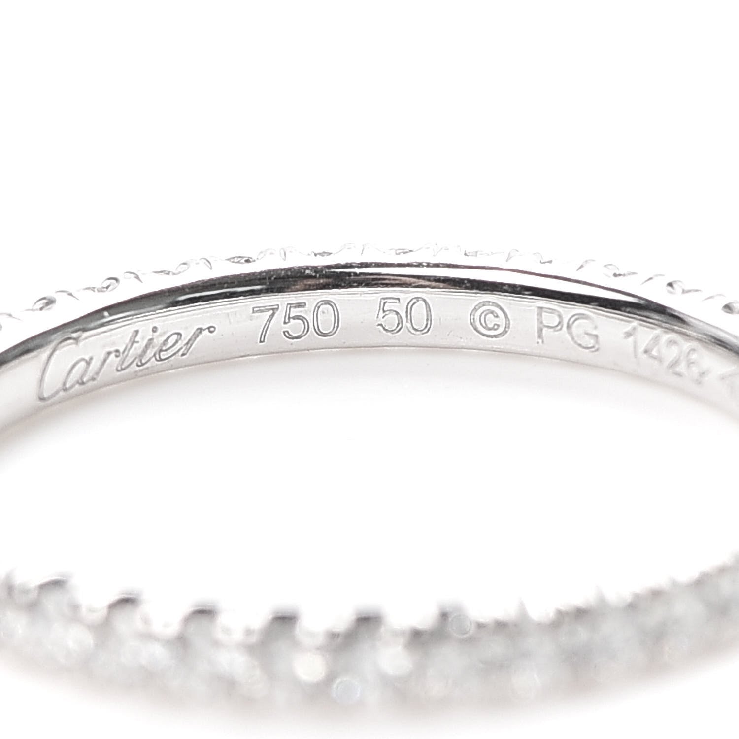 Cartier 18K White Gold Diamond 2mm Etincelle de Cartier Wedding Band Ring 50 5.25 4 of 7