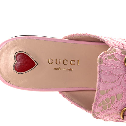 Gucci Lace Malaga Kid Womens Princetown Slippers 35 Sugar Pink Skin Rose 9 of 10