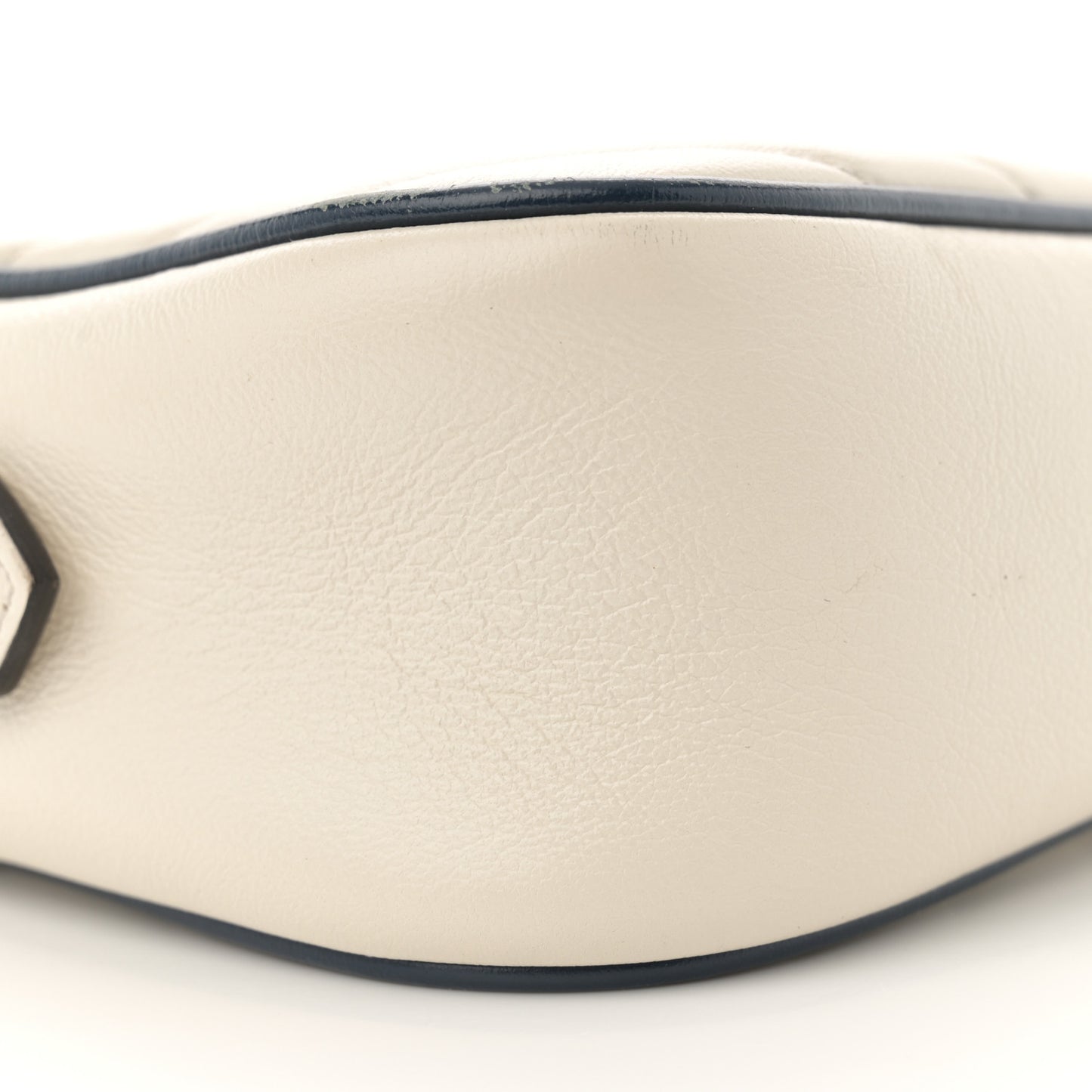 Vintage Effect Calfskin Matelasse Diagonal Small Torchon GG Marmont Chain Shoulder Bag Mystic White Blue Agata