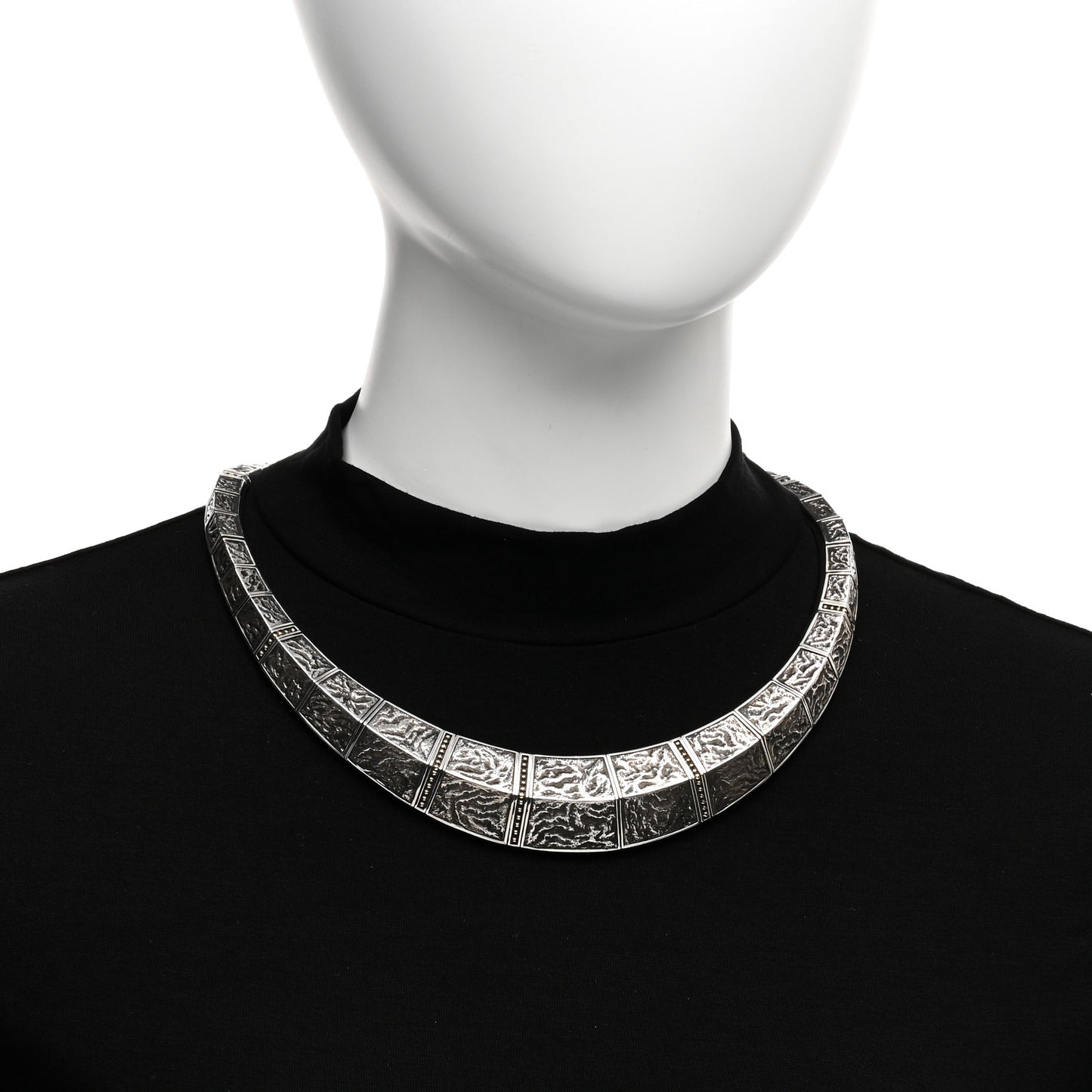 Sterling Silver 18K Yellow Gold Jawan Reticulated Bib Necklace