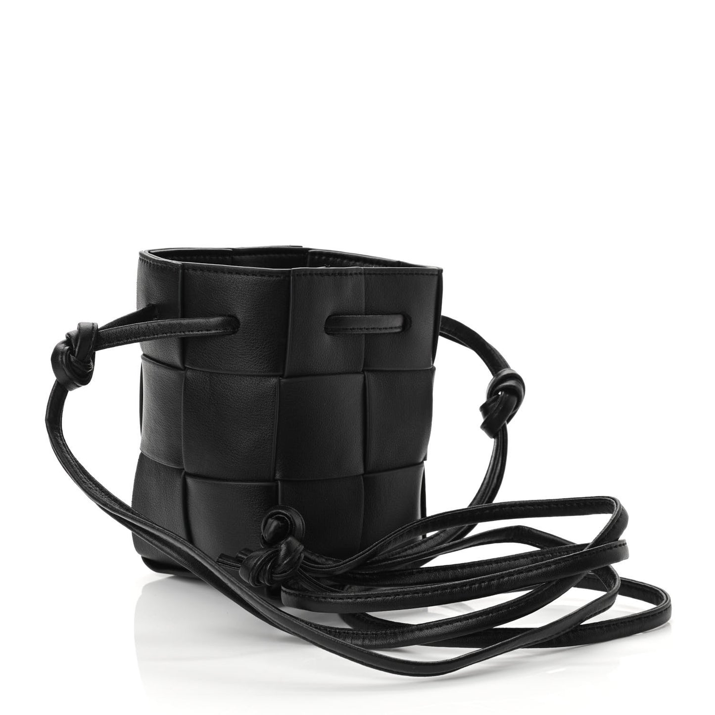 Nappa Maxi Intrecciato Mini Cassette Bucket Bag Black
