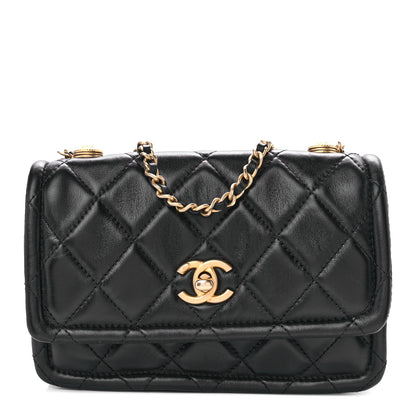 Chanel Shiny Lambskin Flap Clutch With Chain Black 1 of 9