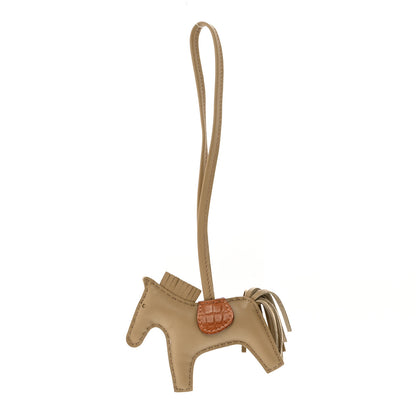 Hermes Milo Lambskin Matte Alligator Touch Grigri Rodeo Horse Bag Charm PM Beige Marfa Gold 1 of 3