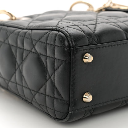 Christian Dior Lambskin Cannage Mini Lady Dior Black 9 of 11