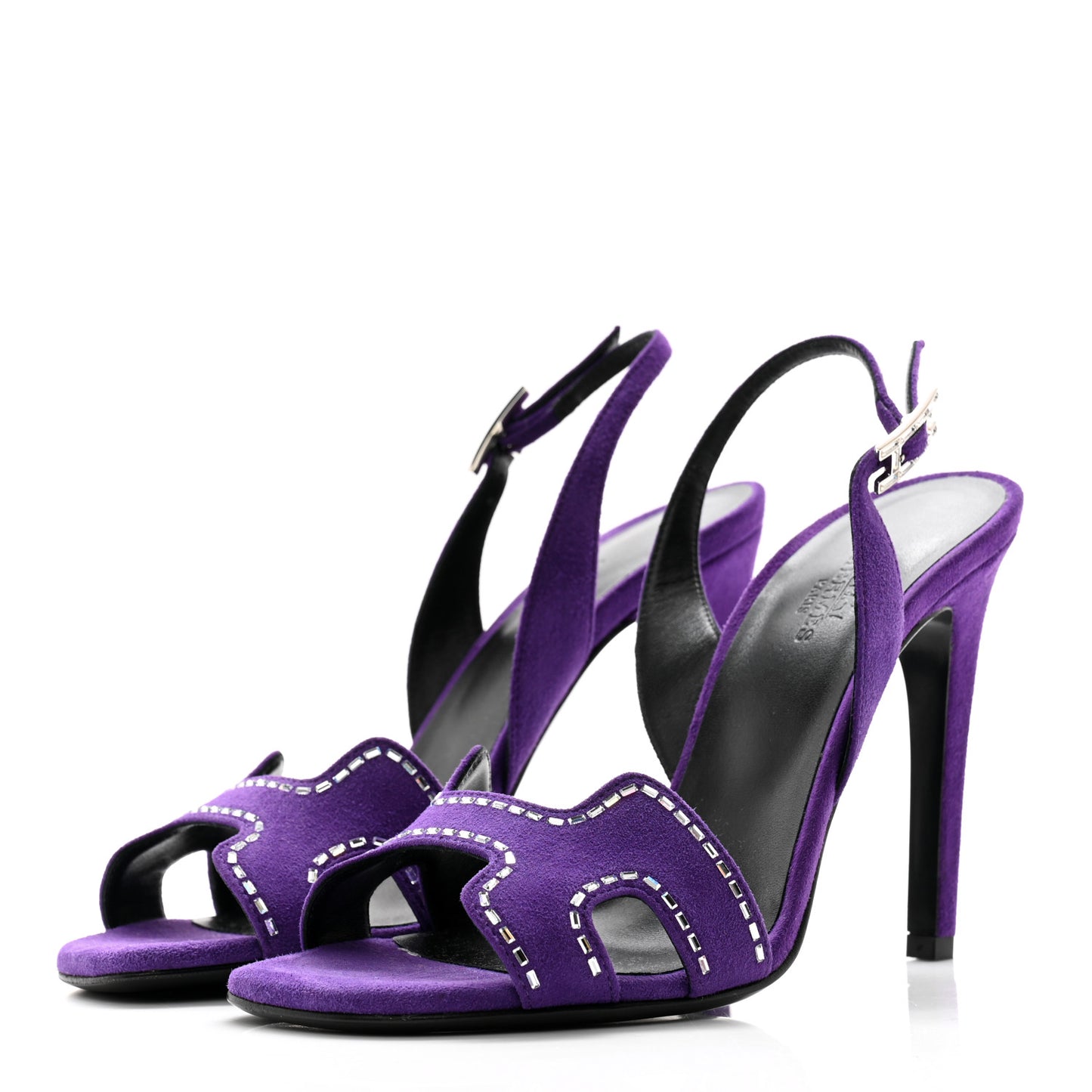 Suede Goatskin Crystal Heden 80 Sandals 38 Violet Majorette