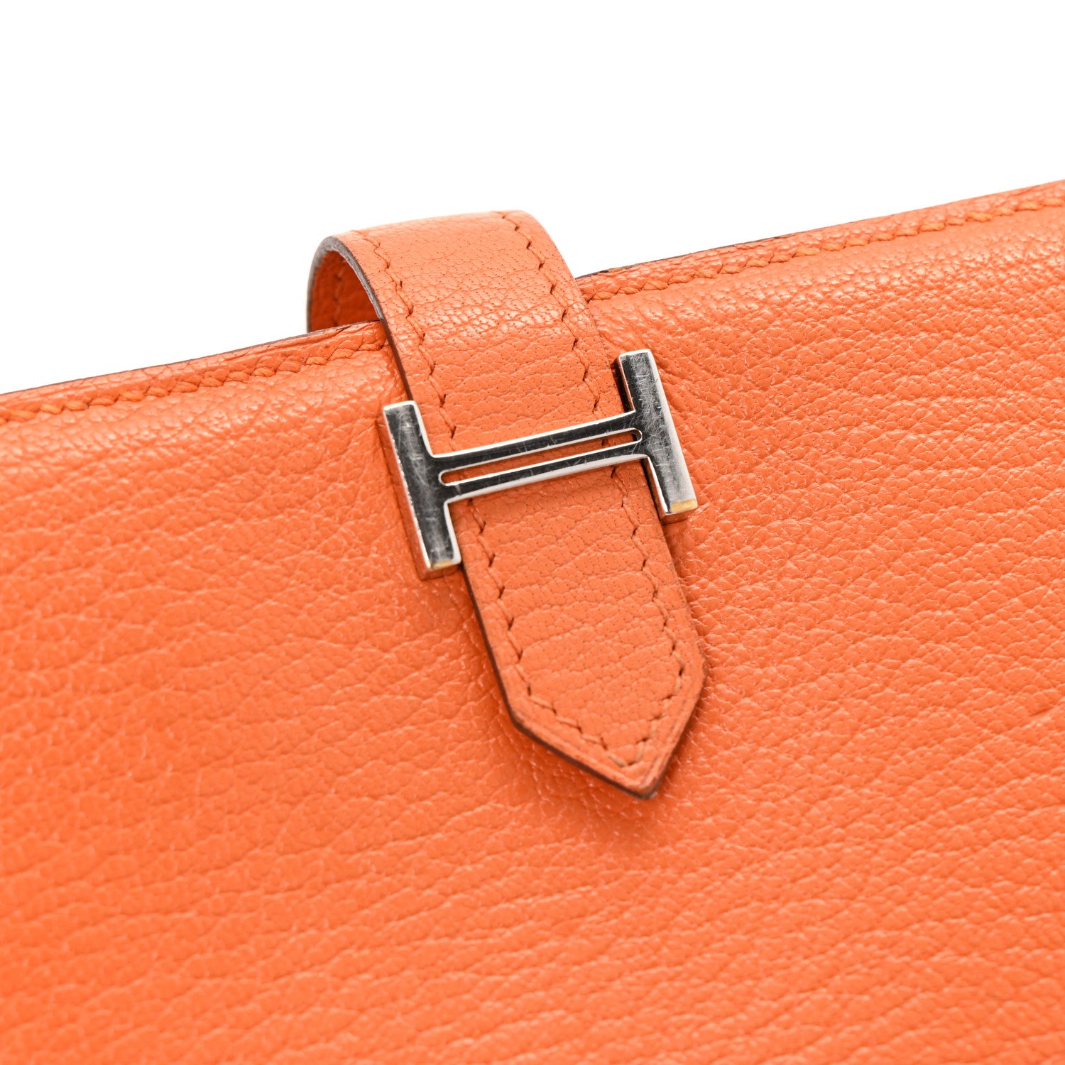 Hermes Chevre Mysore Bearn Gusset Wallet Orange 9 of 10