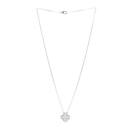 Van Cleef & Arpels 18K White Gold Diamond Vintage Alhambra Pendant Necklace 3 of 5
