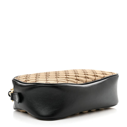Gucci Monogram Matelasse Diagonal Small GG Marmont Chain Shoulder Bag Beige Black 4 of 10