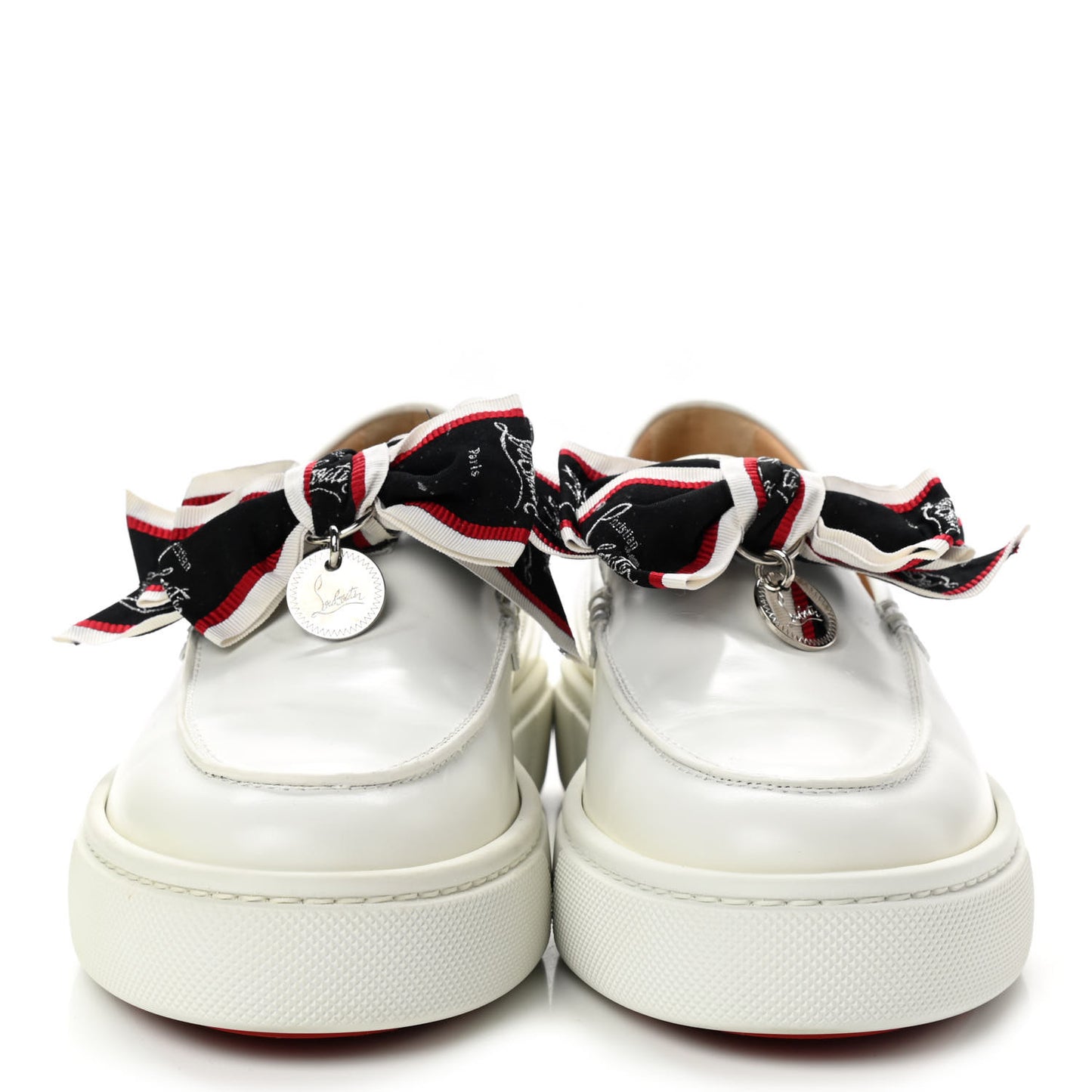 Calfskin Womens Ferry Paquet Bow Sneaker Boat Flats 37.5 White