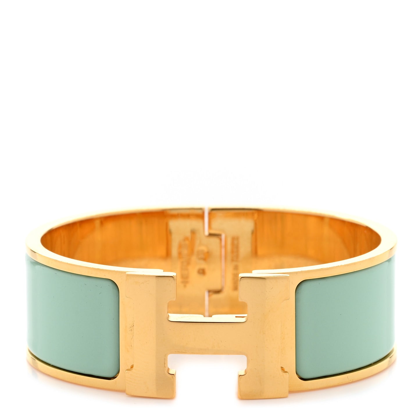 Enamel Wide Clic Clac H Bracelet PM Vert Aqua