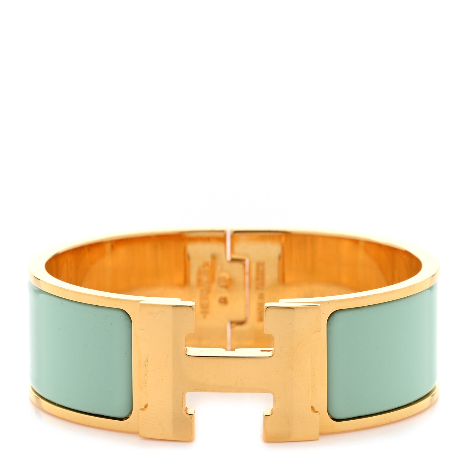 Hermes Enamel Wide Clic Clac H Bracelet PM Vert Aqua 1 of 5