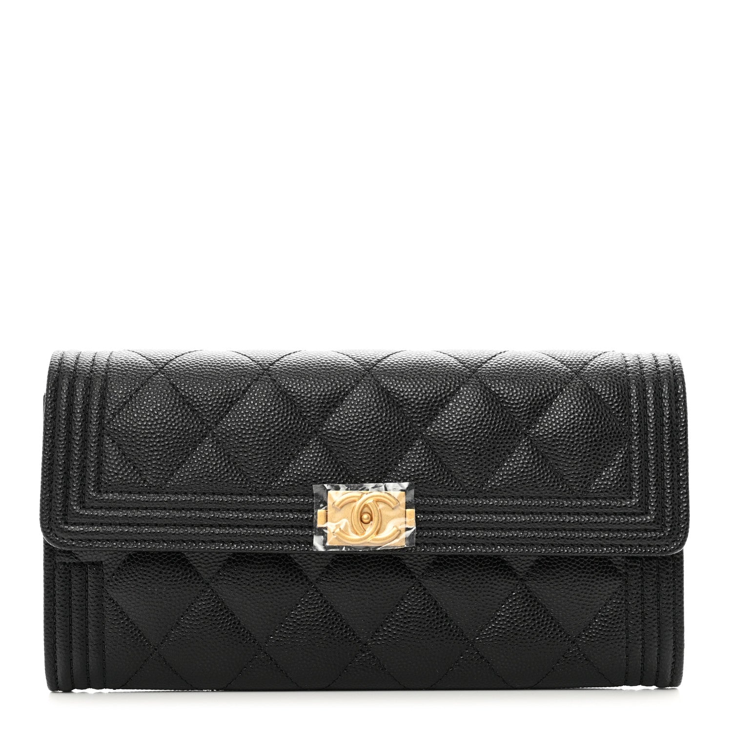 Chanel Caviar Quilted Large Boy Gusset Flap Wallet Black 1 of 9