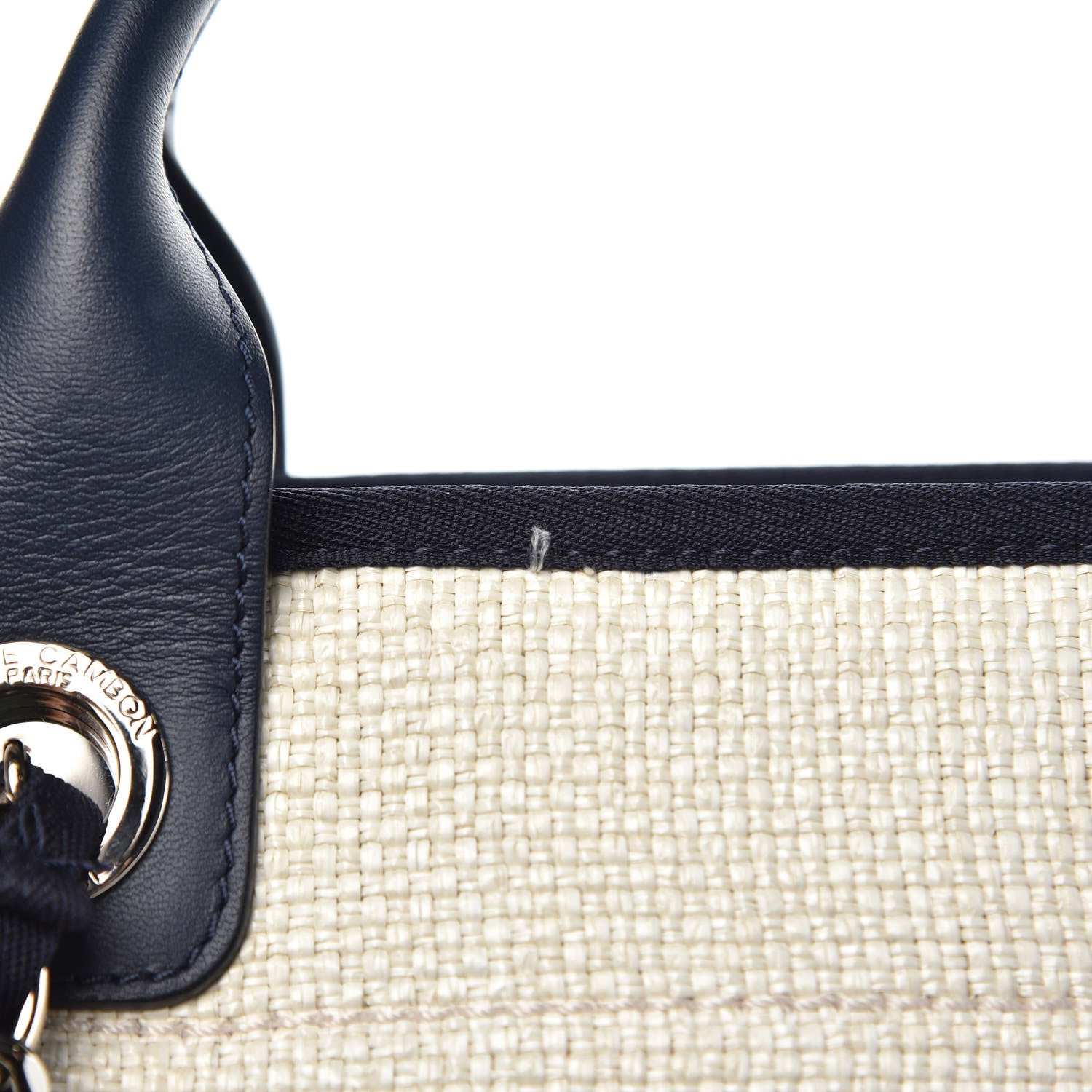 Chanel Woven Straw Raffia Large Deauville Tote White Navy 8 of 9