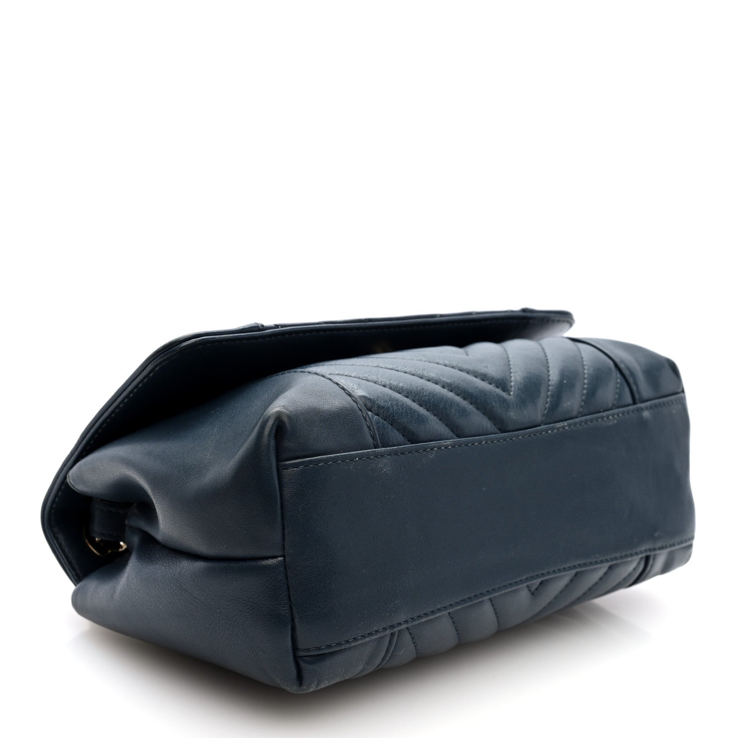 Chanel Calfskin Quilted Medium Daily Chevron Flap Navy Blue 4 of 10