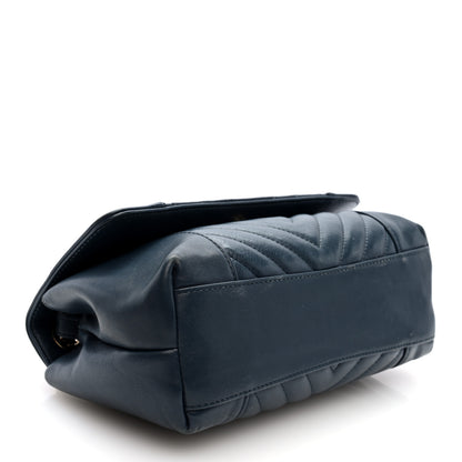 Chanel Calfskin Quilted Medium Daily Chevron Flap Navy Blue 4 of 10