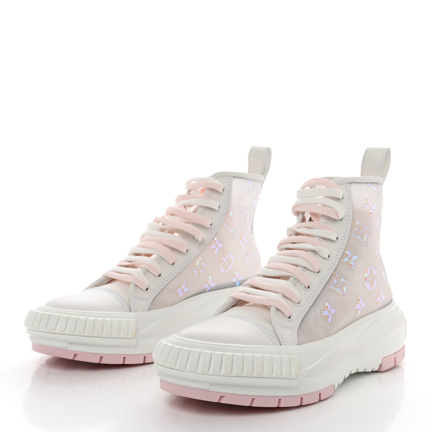 Louis Vuitton Iridescent Technical Mesh Monogram LV Squad Sneaker Boots 39 Rose Clair 3 of 8