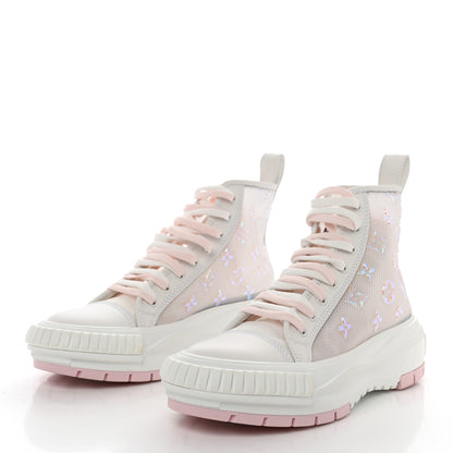 Louis Vuitton Iridescent Technical Mesh Monogram LV Squad Sneaker Boots 39 Rose Clair 3 of 8