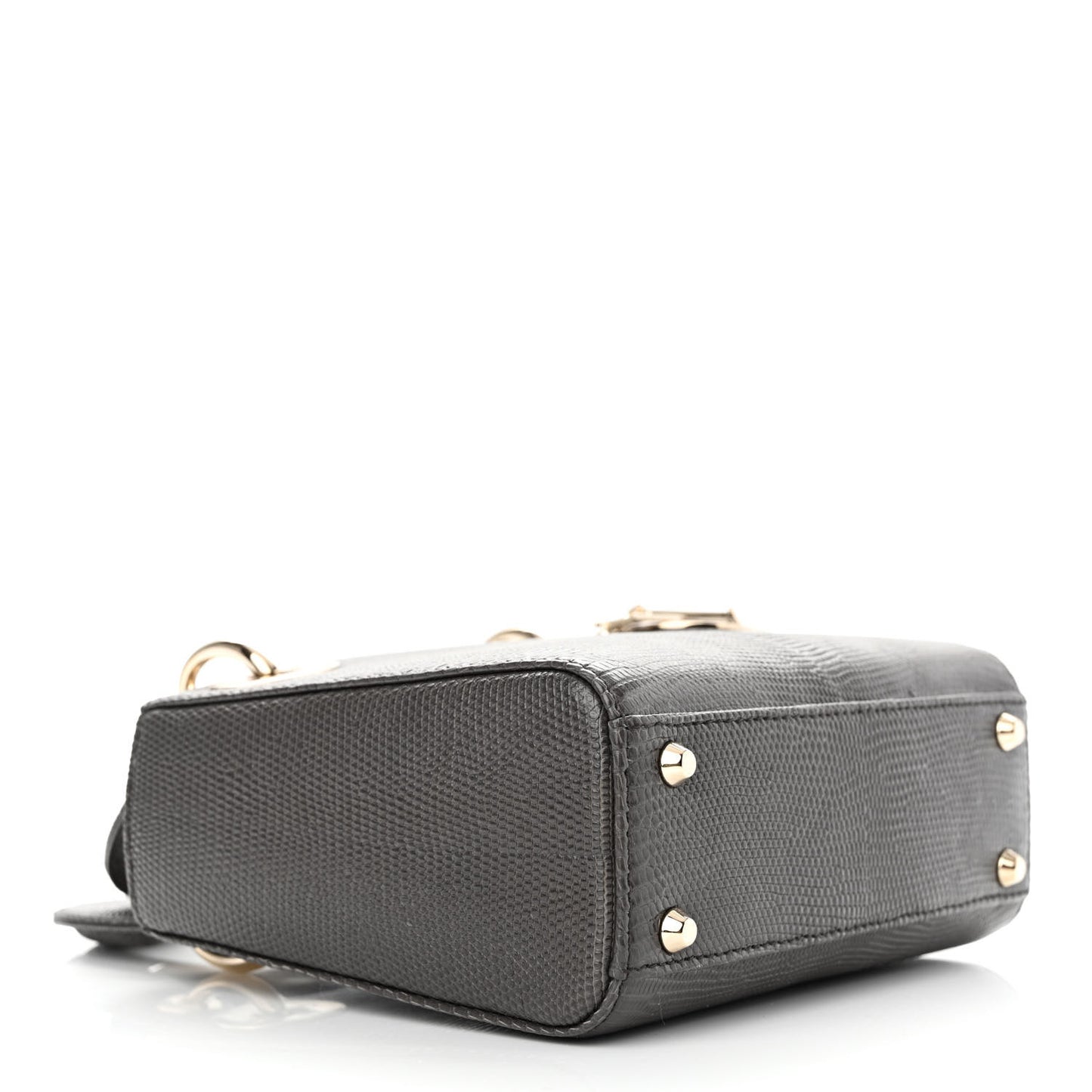 Lizard Mini Lady Dior Gris Fume