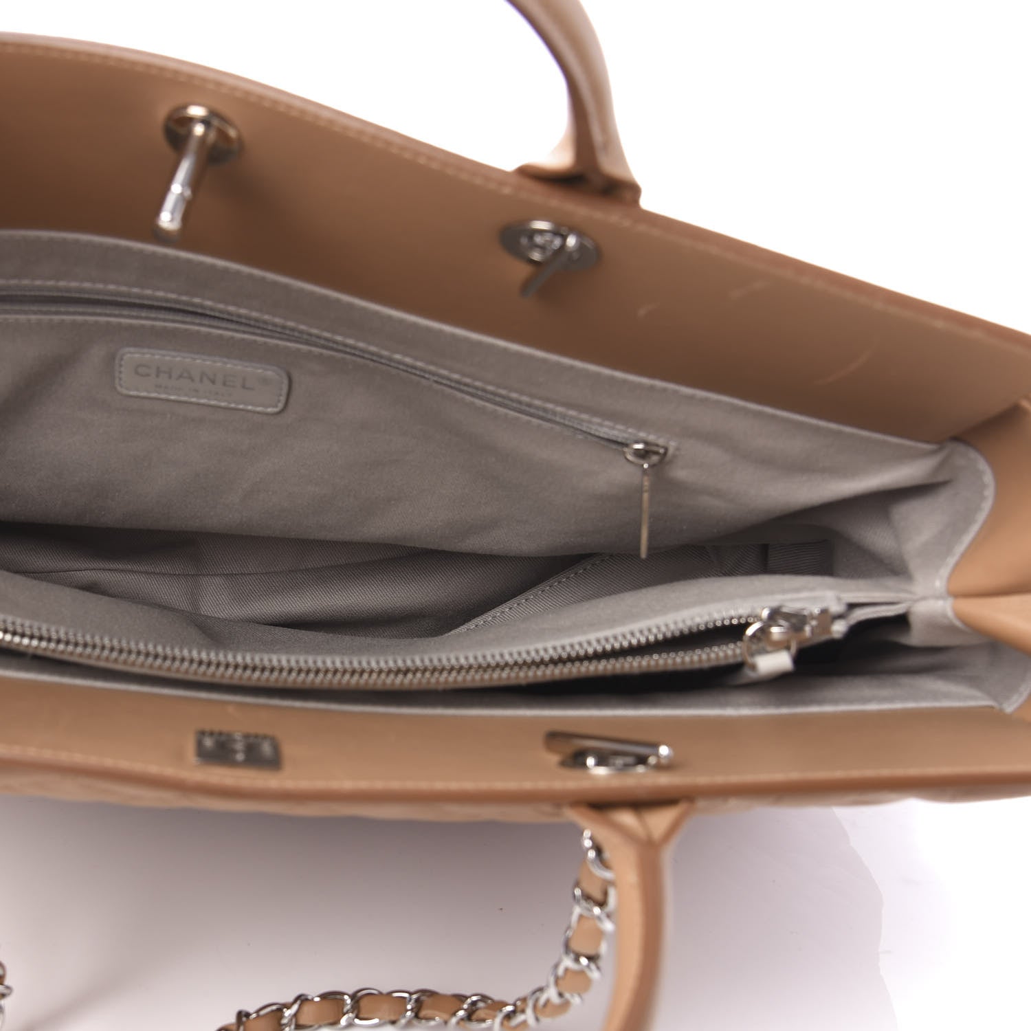 Chanel Aged Calfskin Quilted Be CC Tote Beige 6 of 11