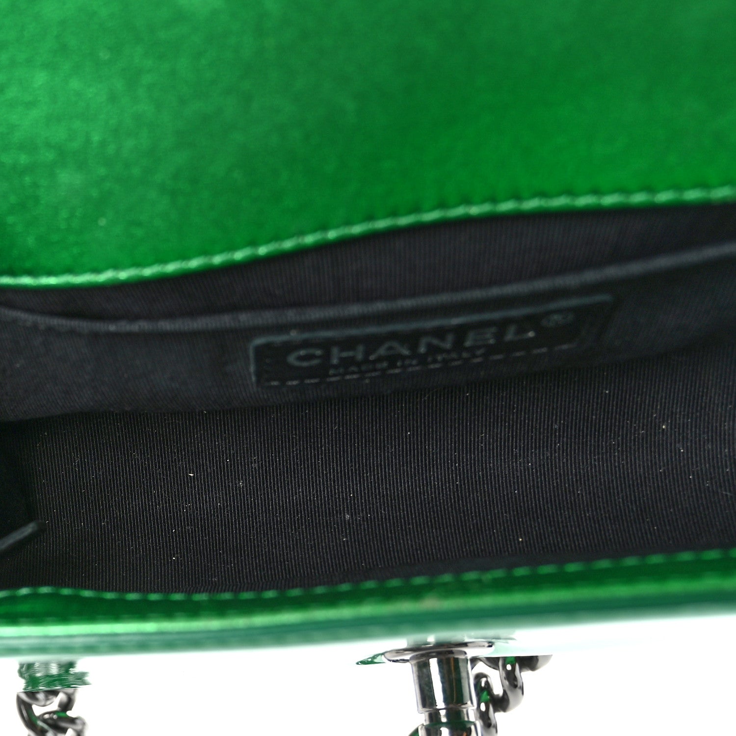 Chanel Metallic Patent Calfskin Quilted Small Boy Flap Green 5 of 9