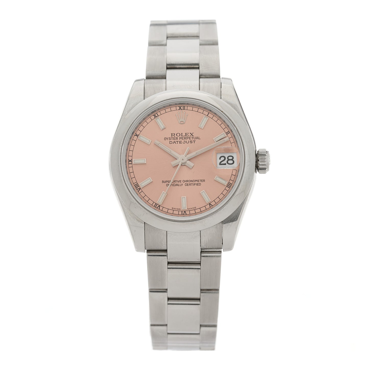 Stainless Steel 31mm Oyster Perpetual Datejust Watch Pink 178240
