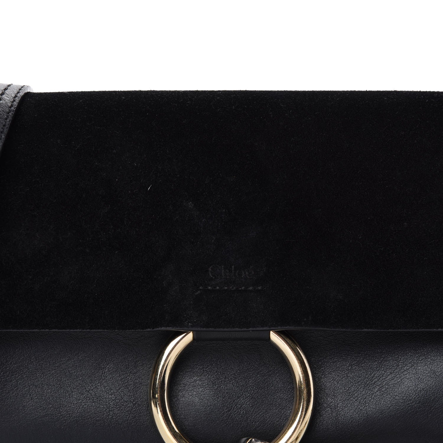 Chloe Suede Calfskin Small Faye Shoulder Bag Black 9 of 9