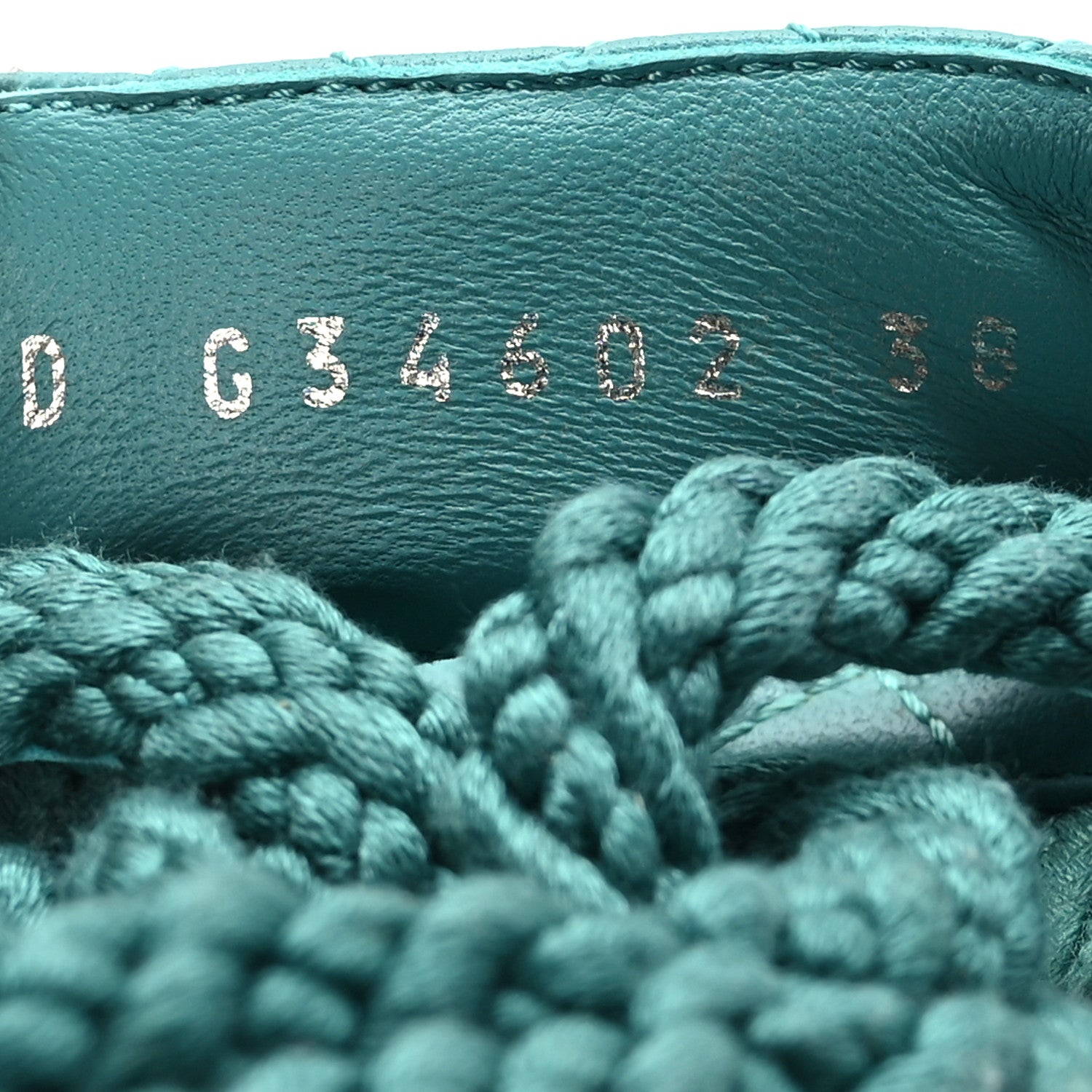 Chanel Cord Lambskin Quilted Logo Sandals 38 Teal Blue 6 of 7