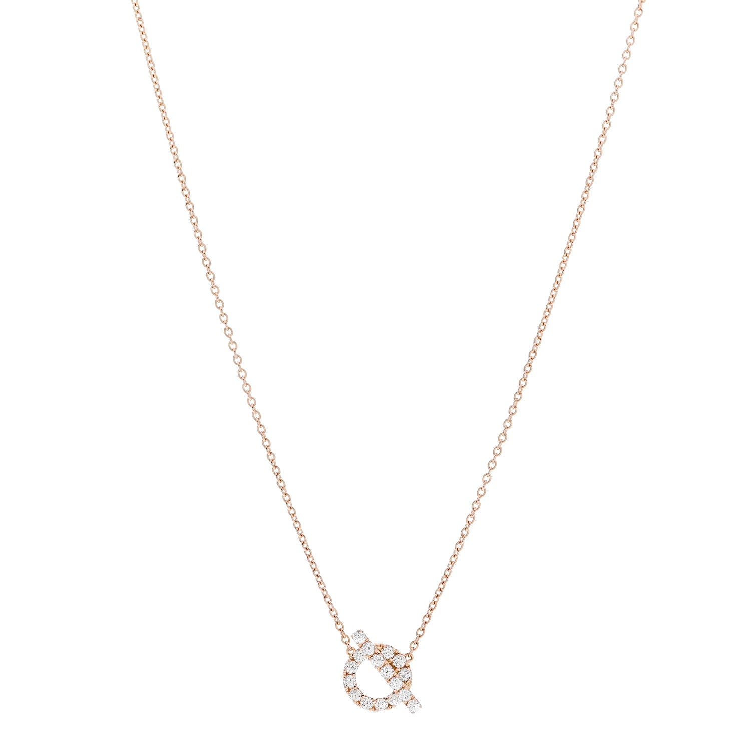 Hermes 18K Rose Gold Diamond Finesse Pendant Necklace 1 of 6