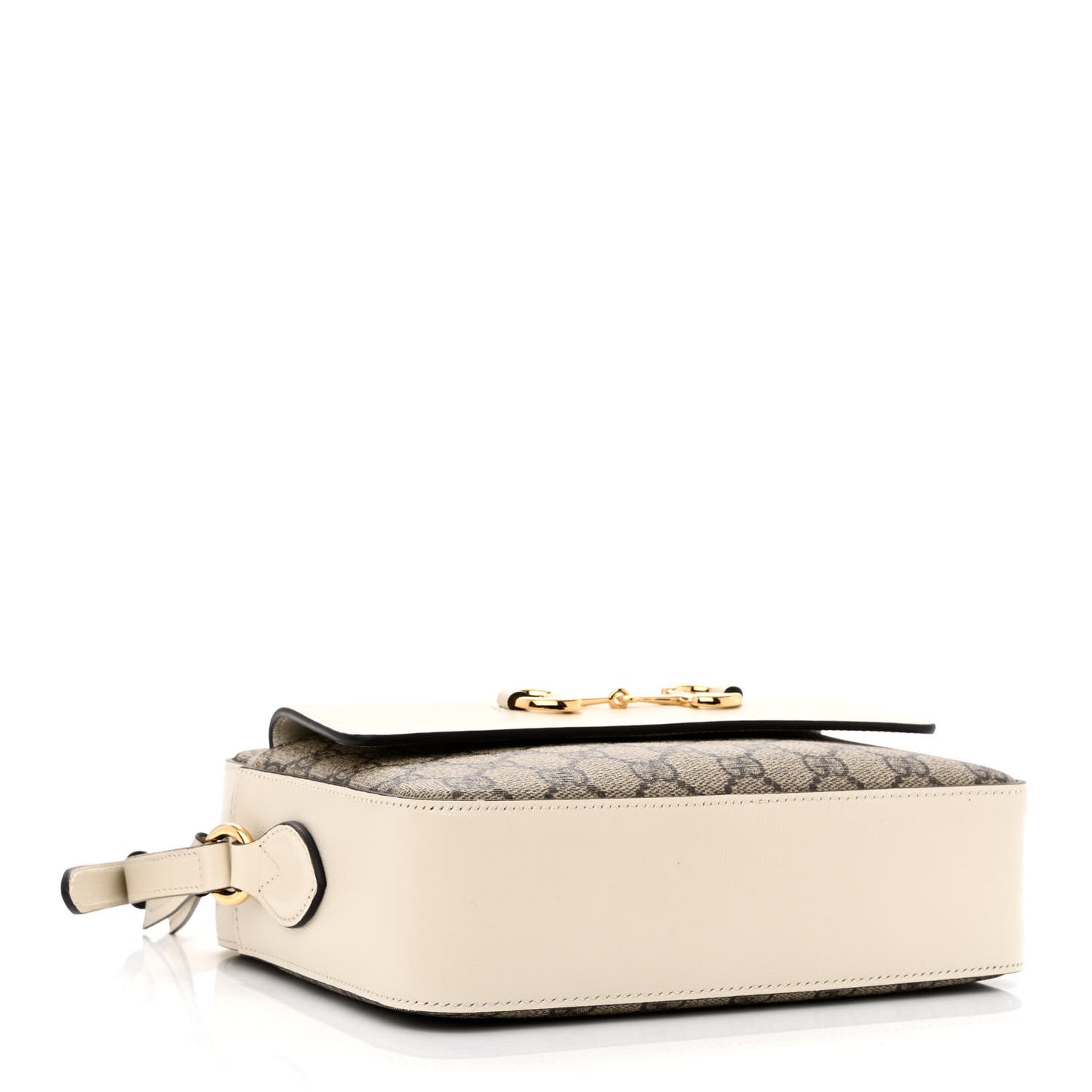 GG Supreme Monogram Small Horsebit 1955 Shoulder Bag Beige Mystic White