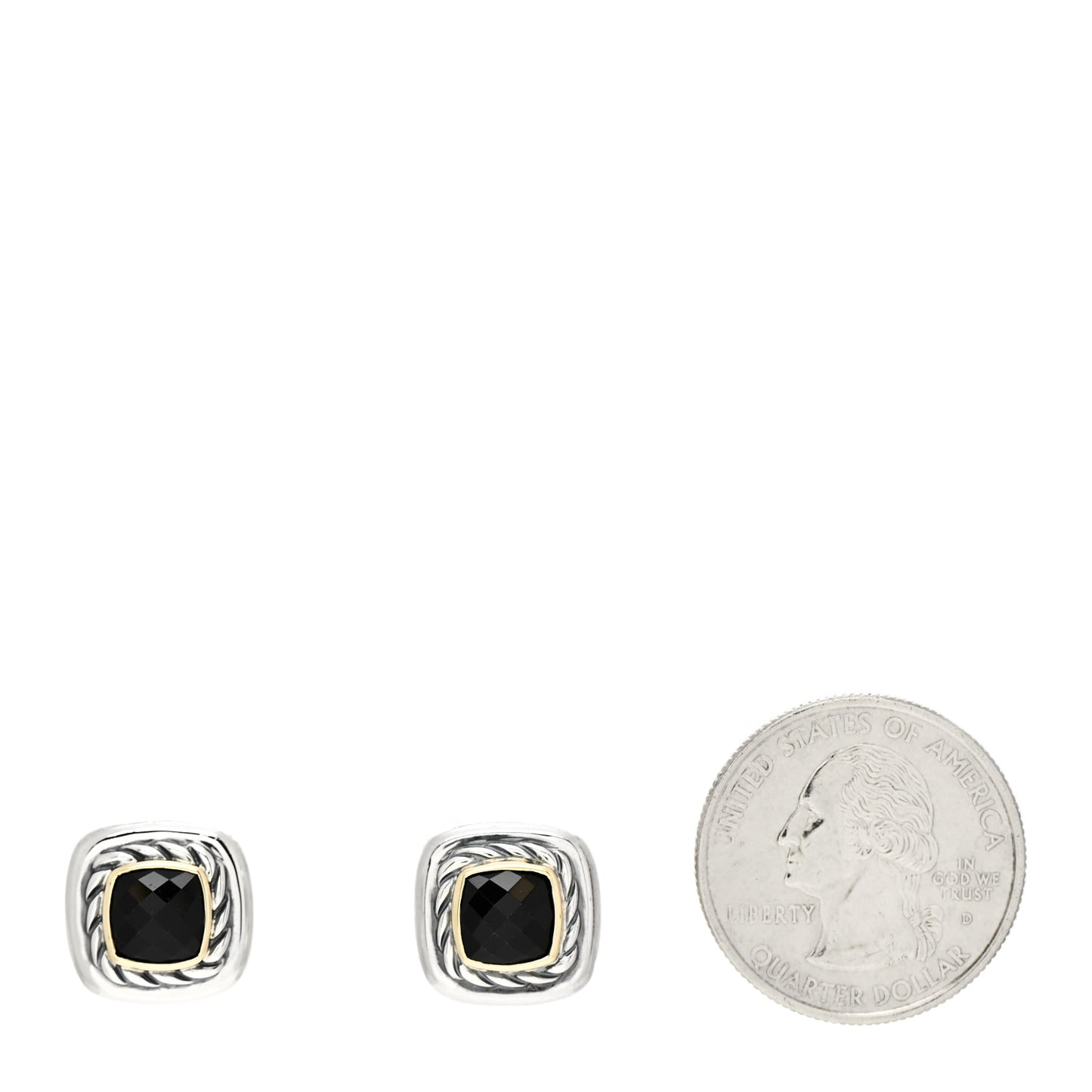 Sterling Silver 18K Yellow Gold Black Onyx 7mm Albion Earrings