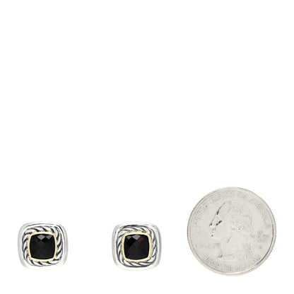 David Yurman Sterling Silver 18K Yellow Gold Black Onyx 7mm Albion Earrings 2 of 4