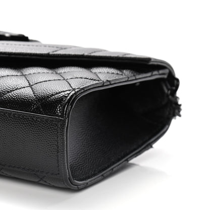 Saint Laurent Grain De Poudre Textured Mixed Matelasse Triquilt Small Monogram Satchel Black 9 of 11