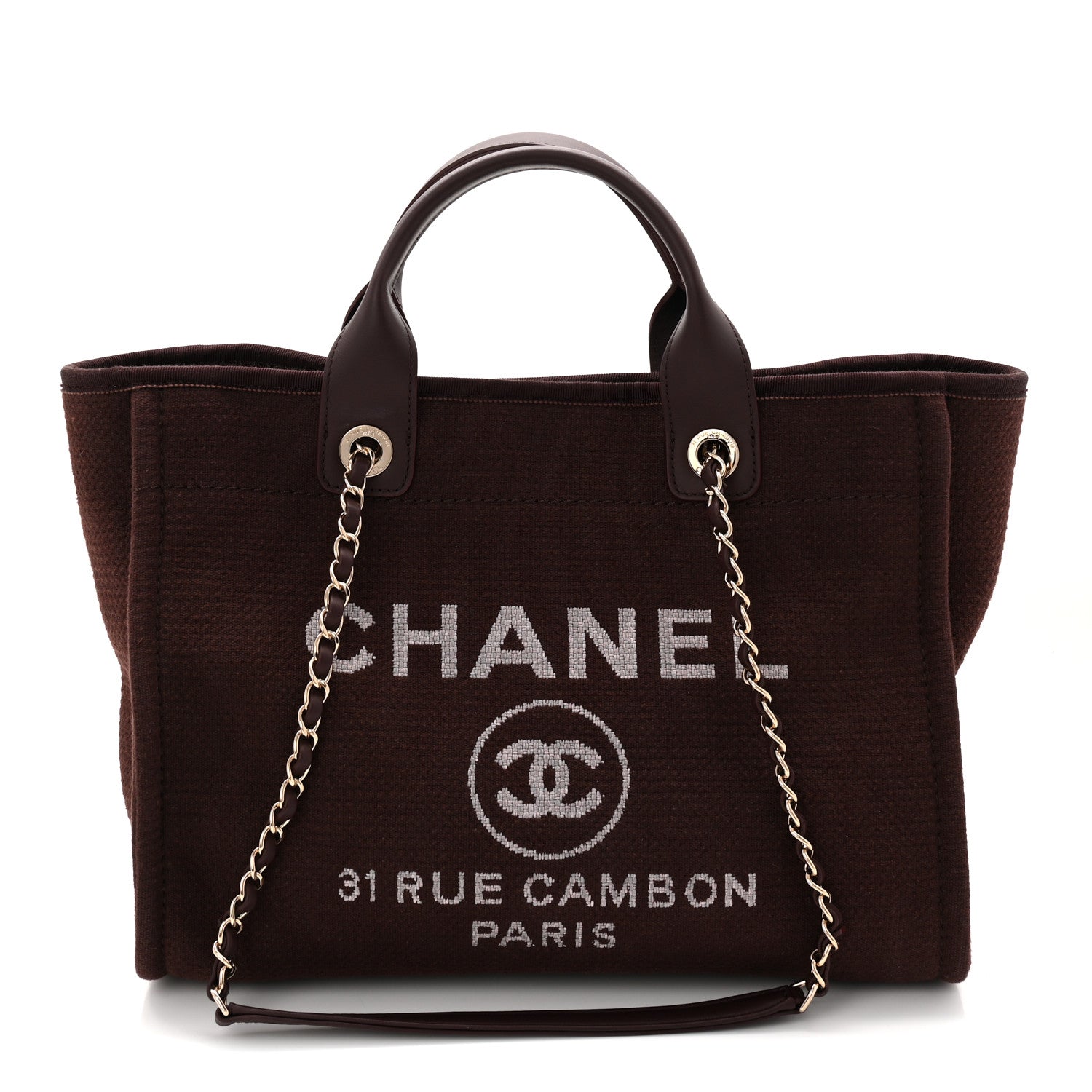 Chanel Mixed Fibers Calfskin Small Deauville Tote Burgundy 1 of 21