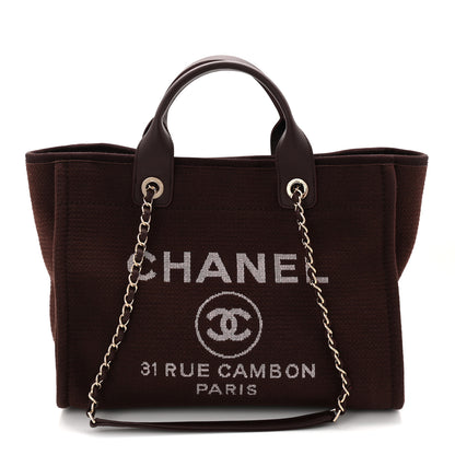 Chanel Mixed Fibers Calfskin Small Deauville Tote Burgundy 1 of 21